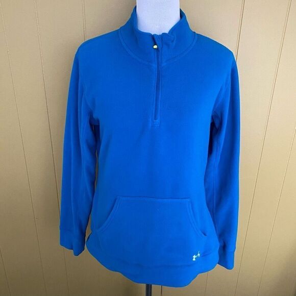 Under Armour women M semi fitted quarter zip fleece pullover longsleeve blue - Picture 1 of 11